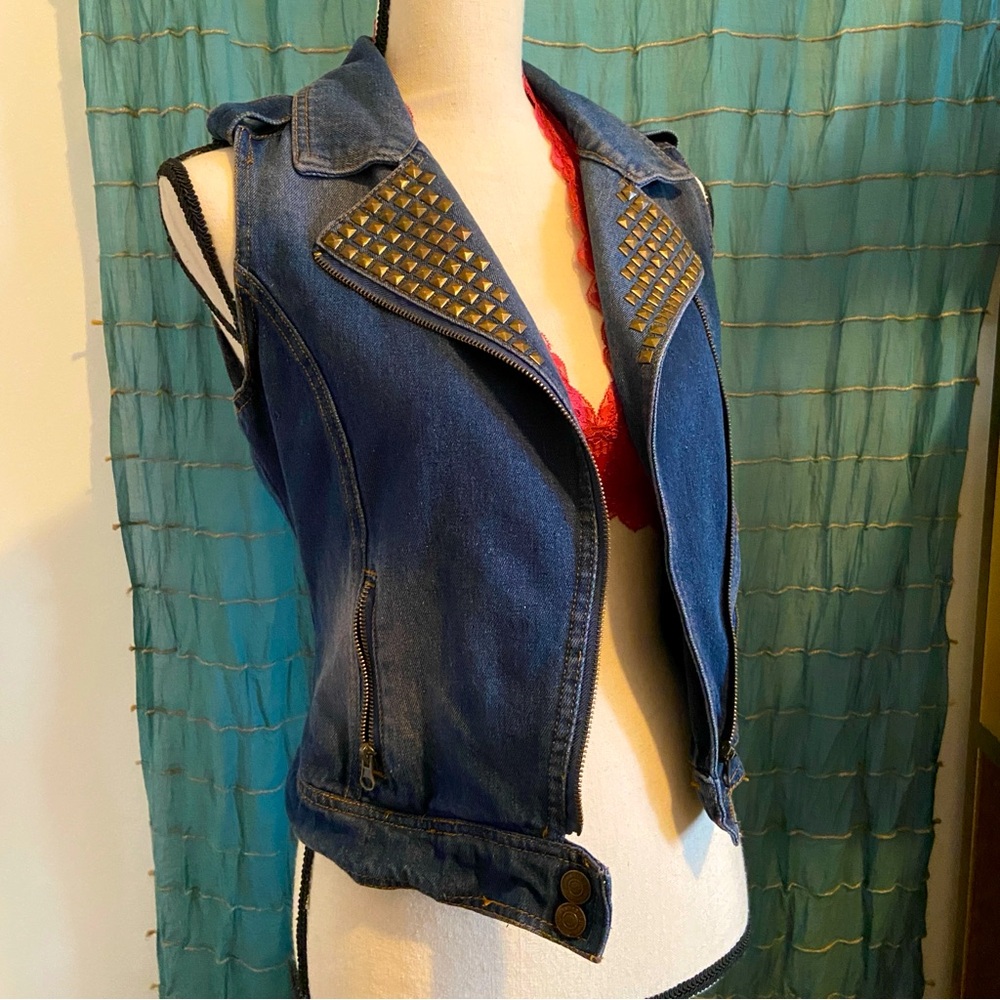 SOLD Studded Blue Cotton Denim Vest
